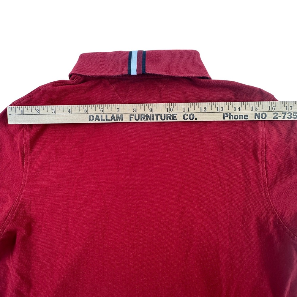 Tommy Hilfiger Men L Polo Shirt Adult Red Slim Fit Embroidered Crest‎ Logo Large - Picture 10 of 13